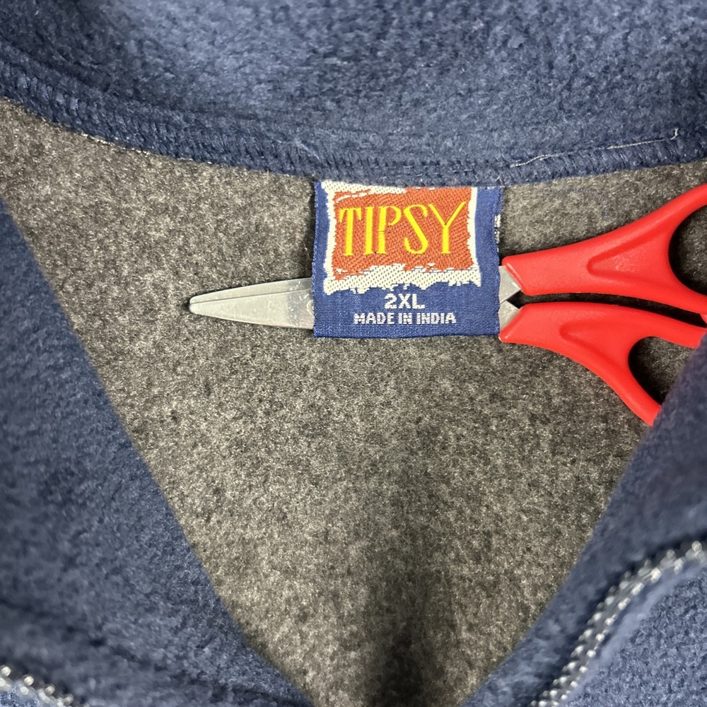 VTG Tipsy Fleece Jacket Mens 2XL 1/4‎ Zip Long Sleeve 2 Tone Color Block - Picture 2 of 7